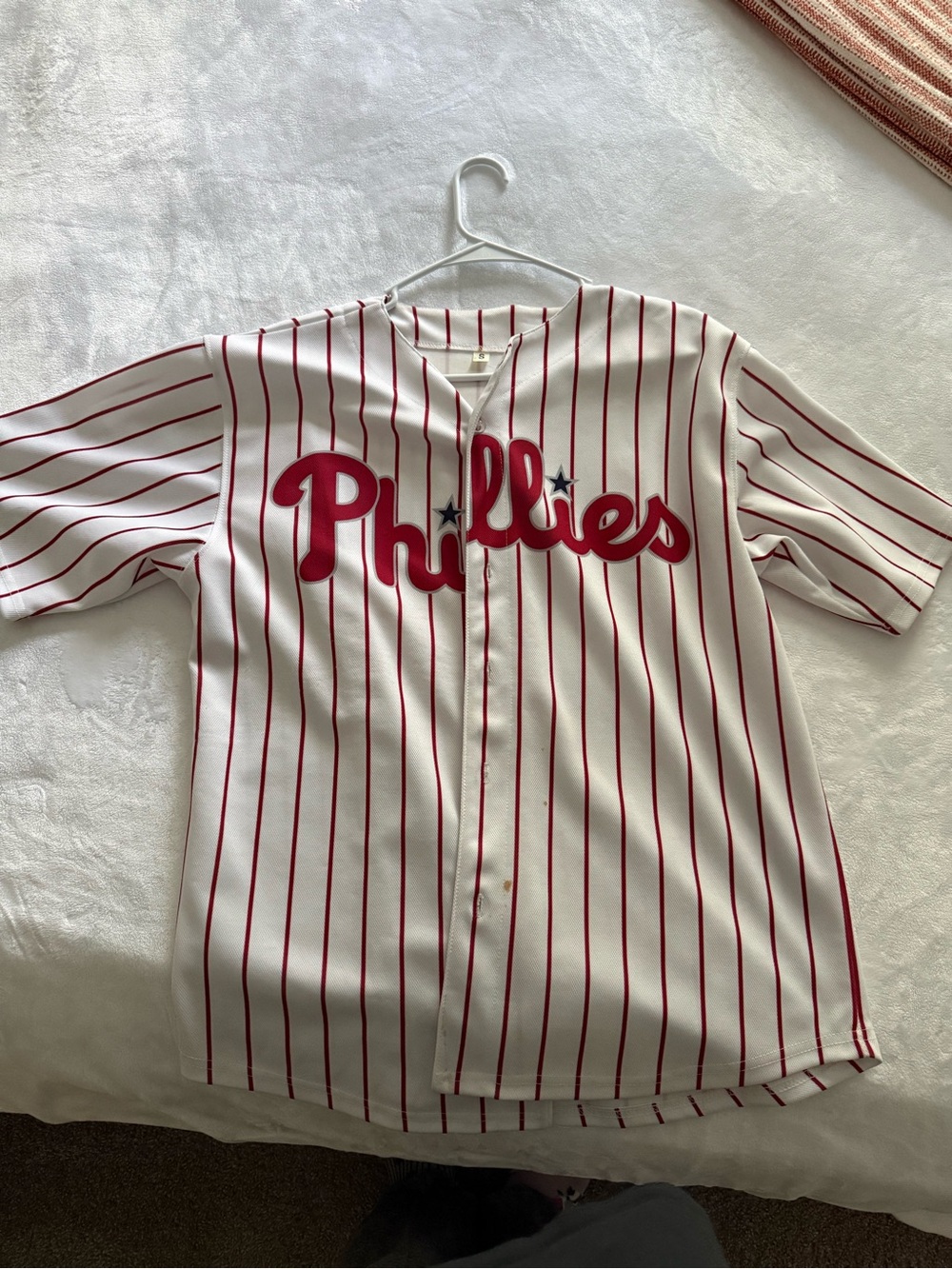Phillies adults Red & White Pinstripe Baseball Jersey